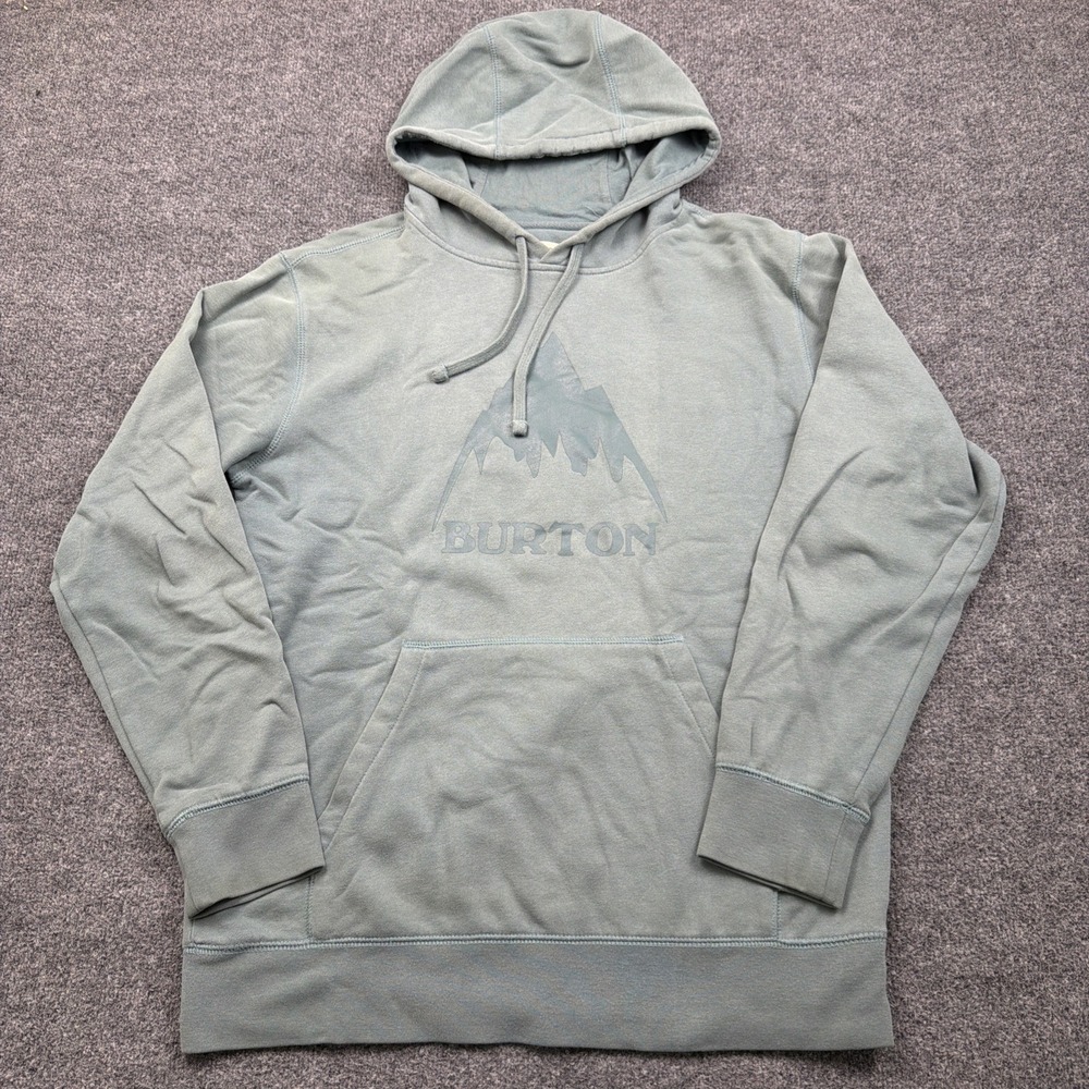 Burton Mens Medium Green Hoodie Sweatshirt Drawstring Snowboarding
